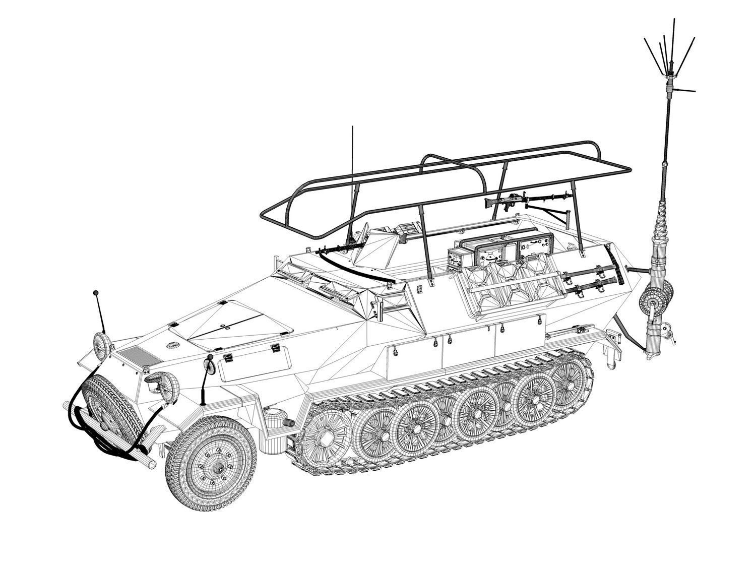 SDKFZ 251 3 - Ausf B - Communications Vehicle - 15PD 3D model_12