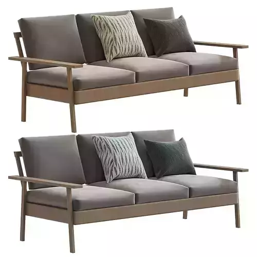Oak solid wood fabric sofa 