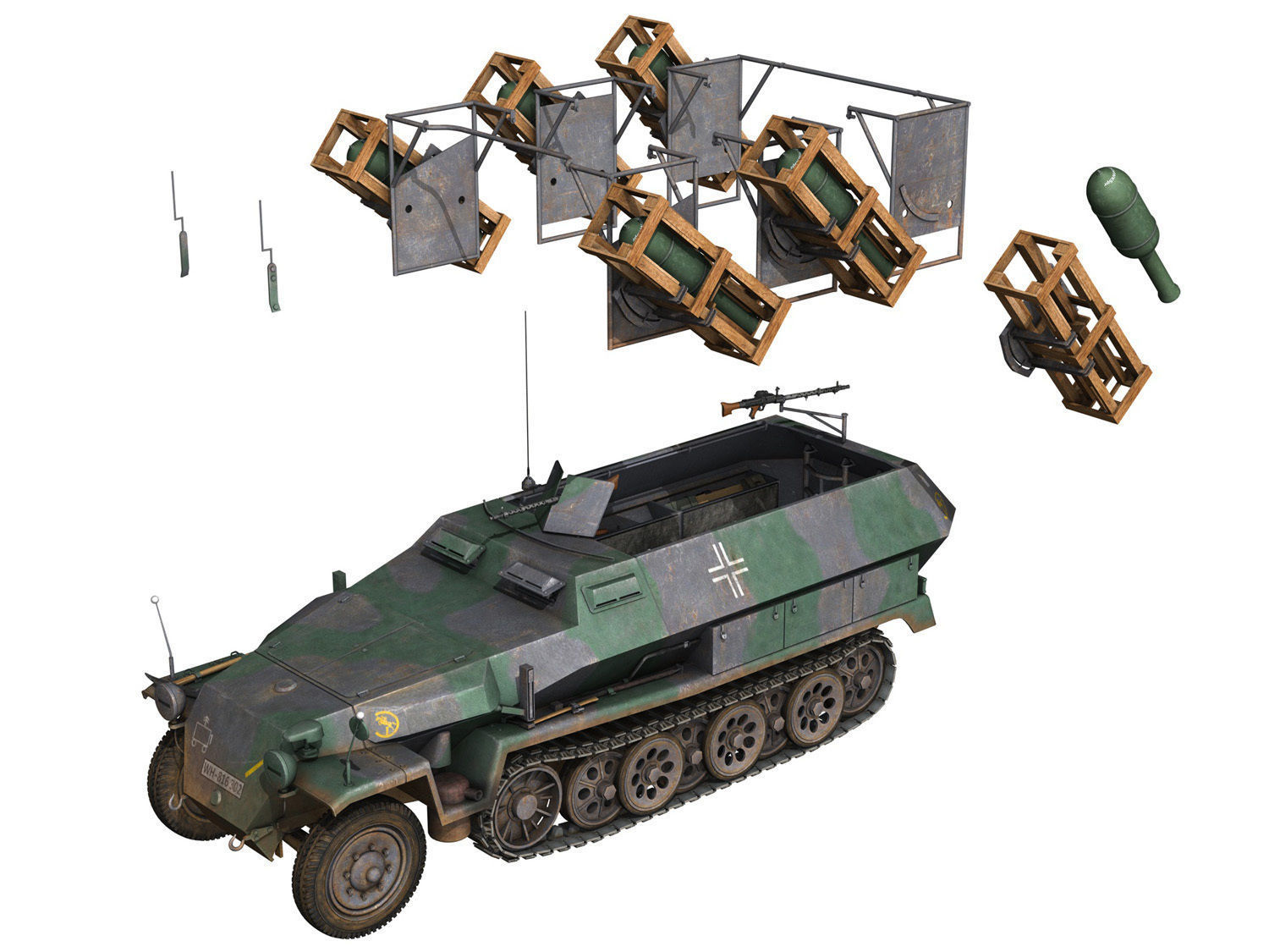 SDKFZ 251 1 - Ausf C - Ground Stuka - 24PD 3D model_10
