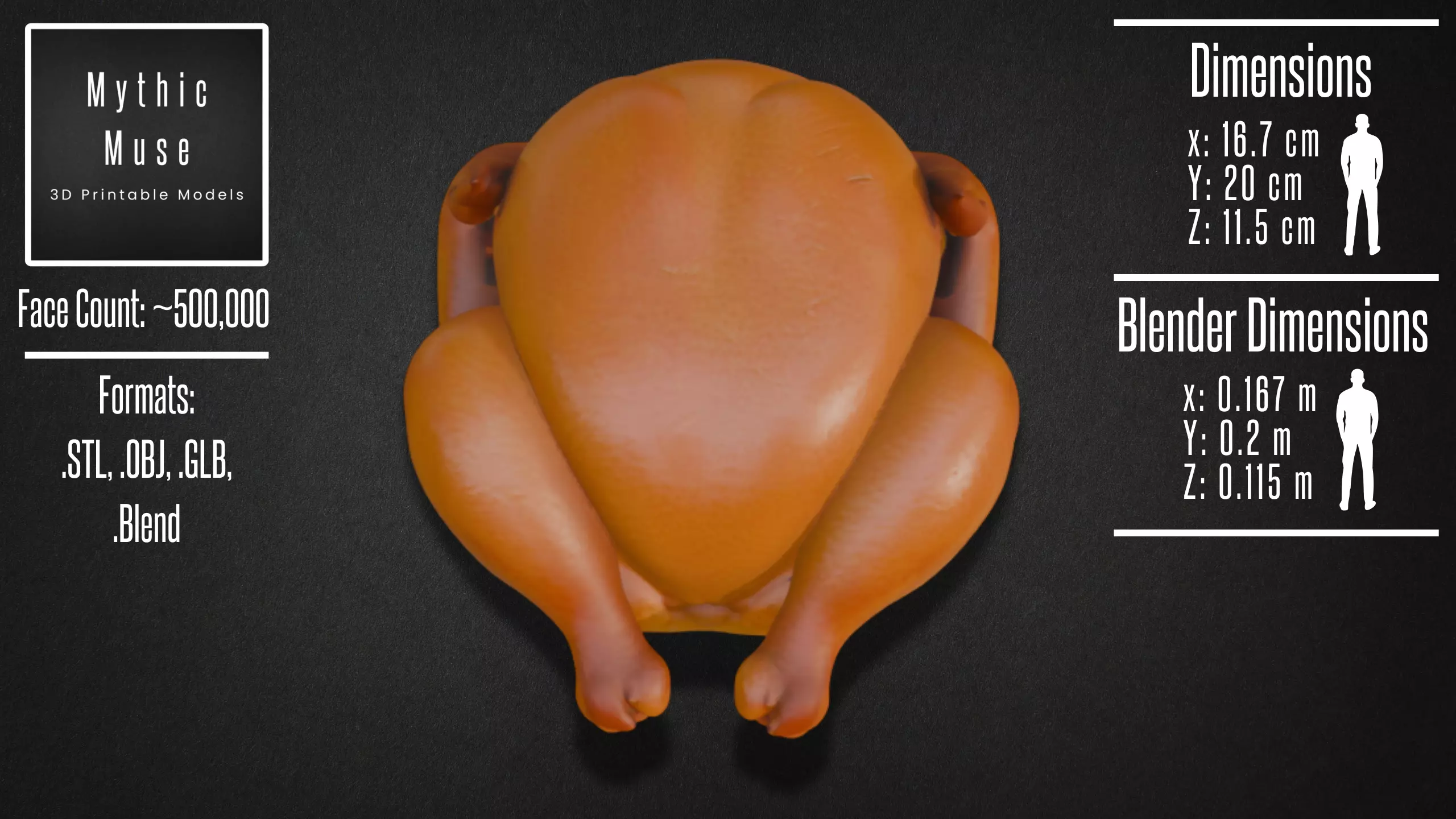 Whole Roasted Chicken Model 3D model_4