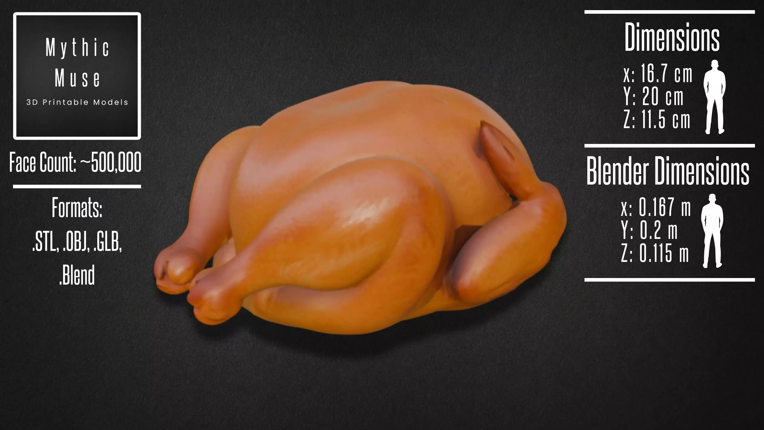 Whole Roasted Chicken Model 3D model_5