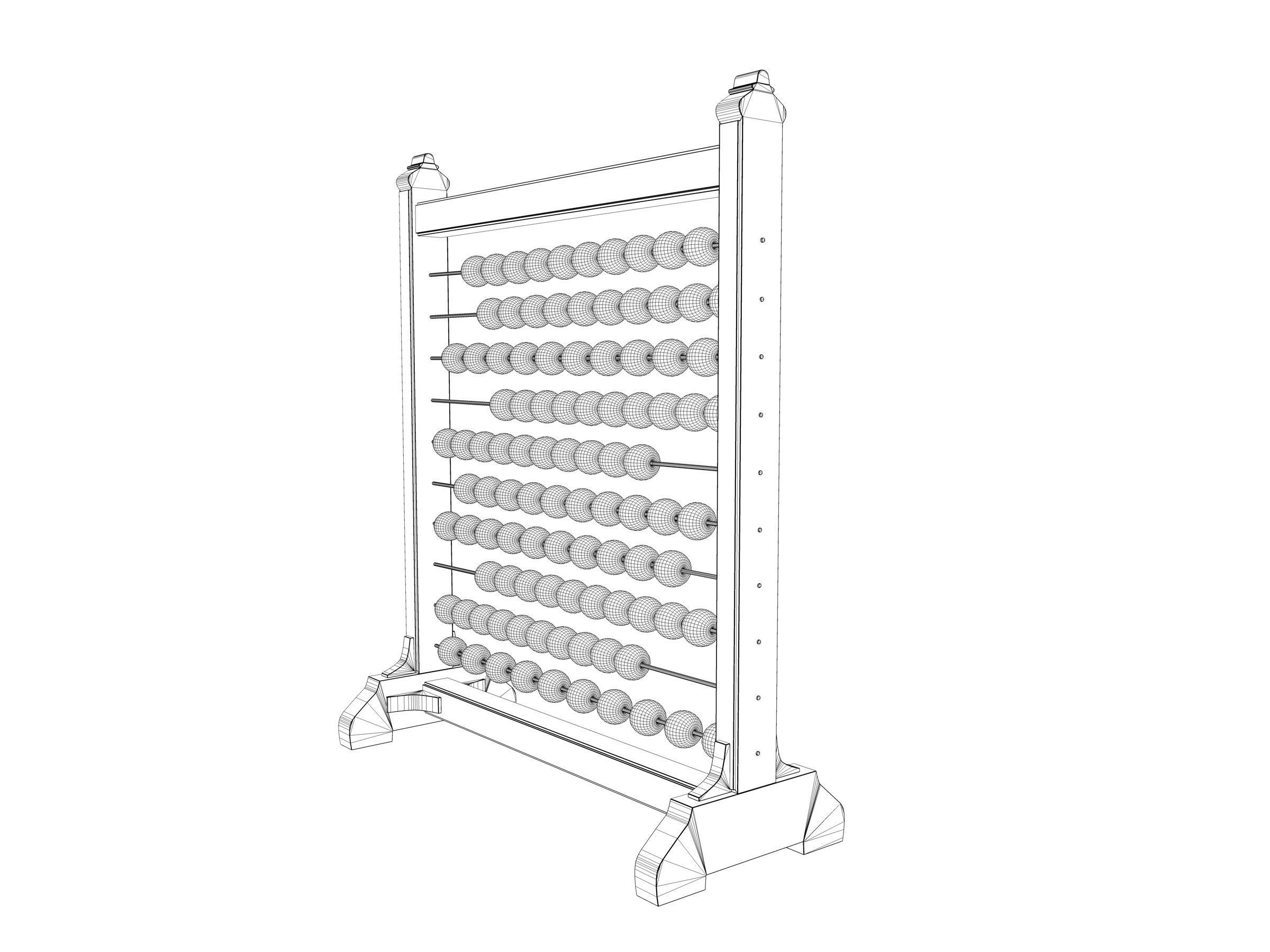 Vintage Abacus Free 3D model_2