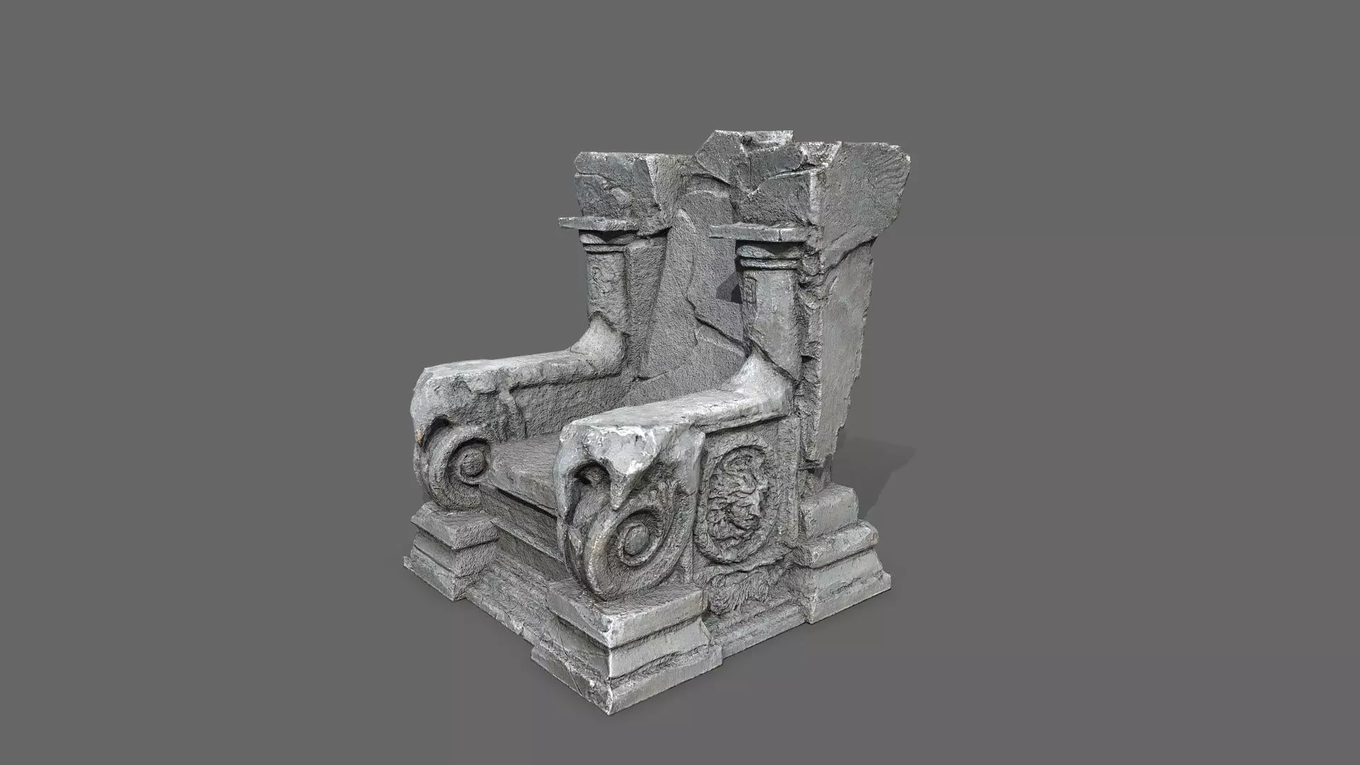 old throne Low-poly 3D model_2
