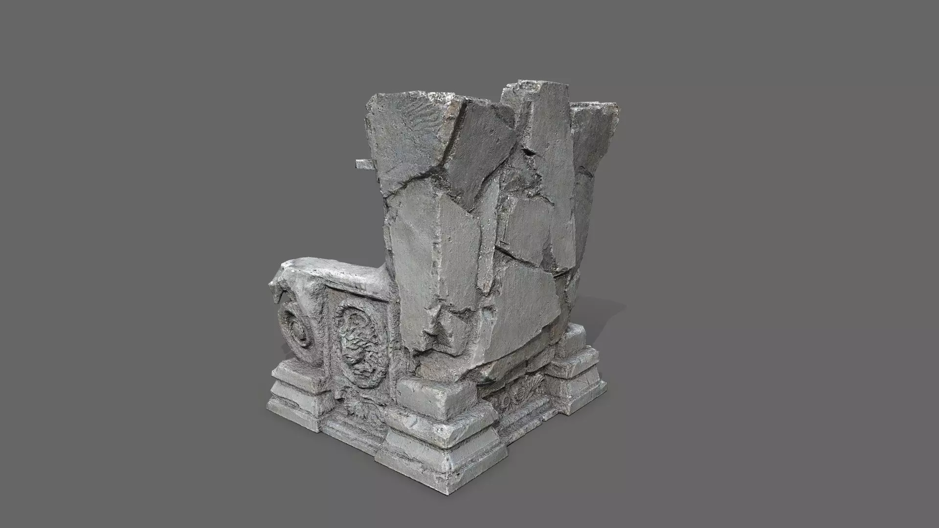 old throne Low-poly 3D model_4