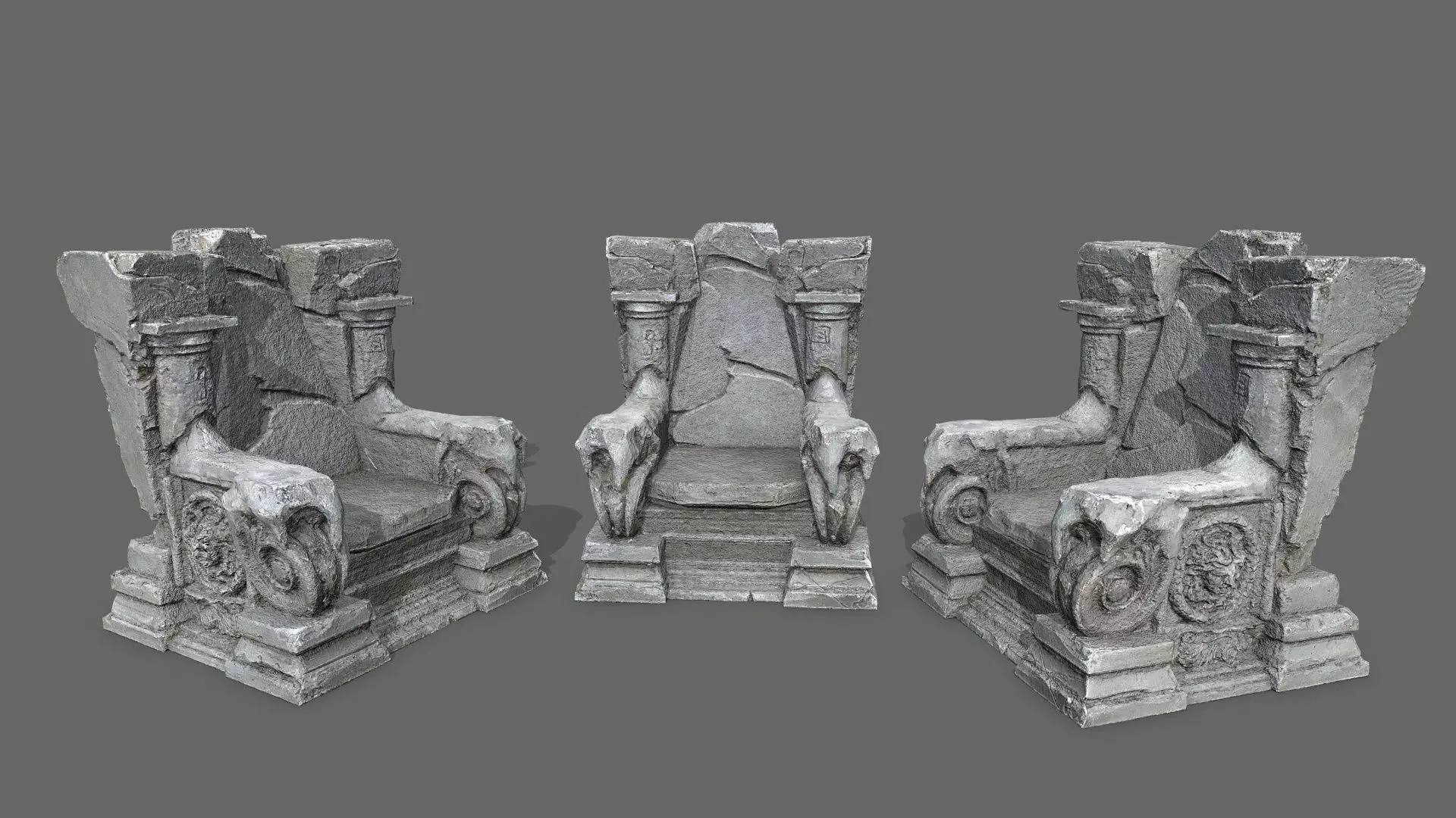 old throne Low-poly 3D model_1