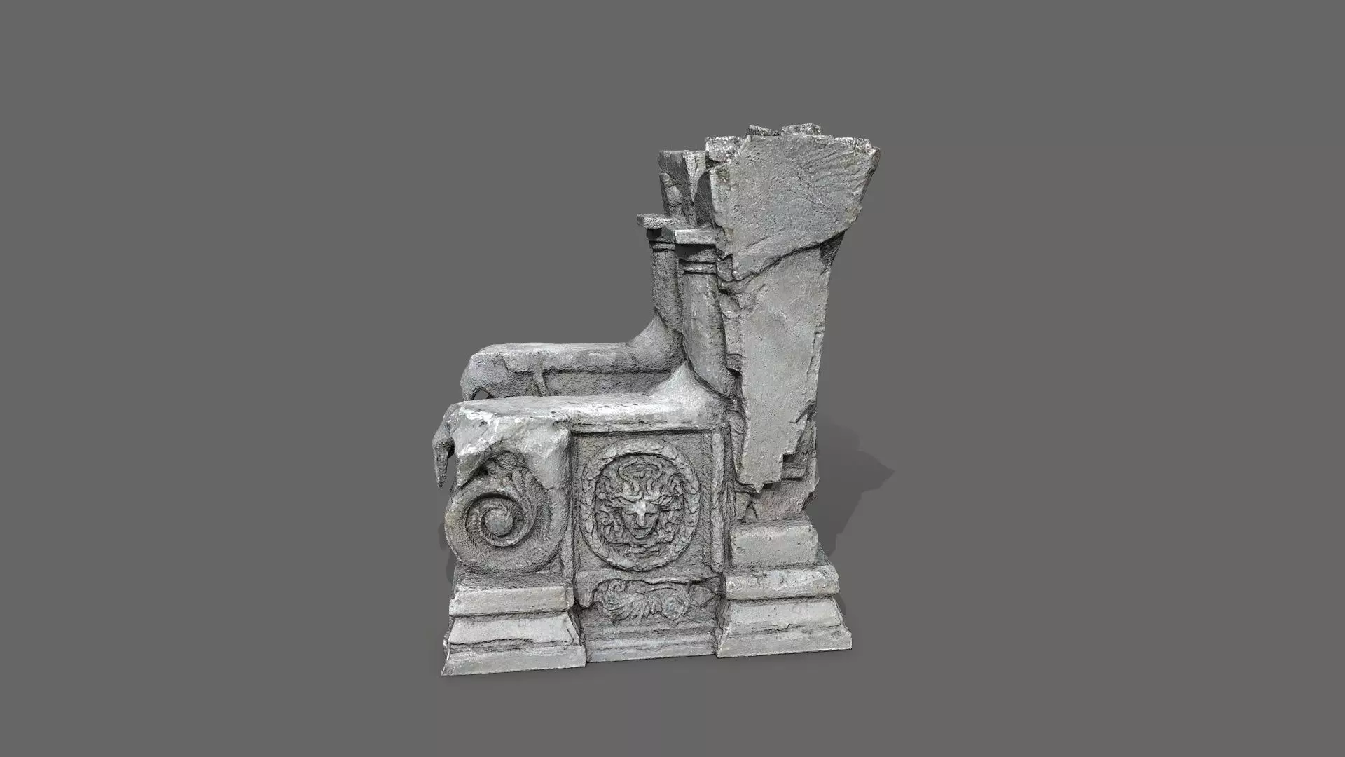 old throne Low-poly 3D model_3