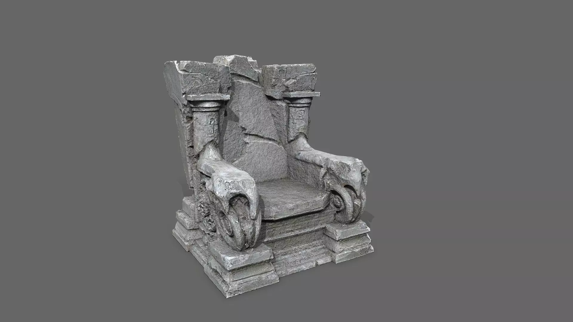 old throne Low-poly 3D model_8