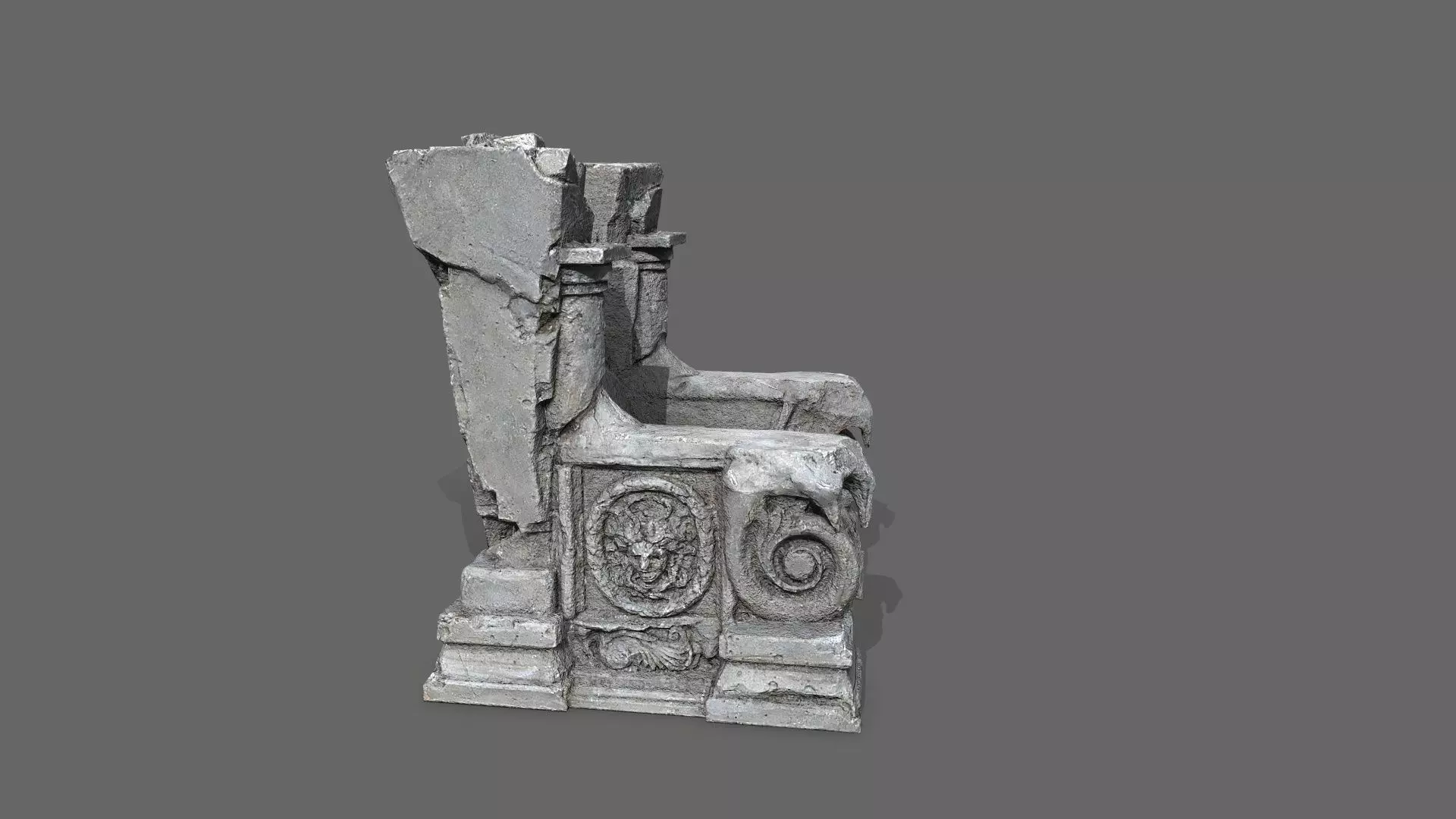 old throne Low-poly 3D model_7