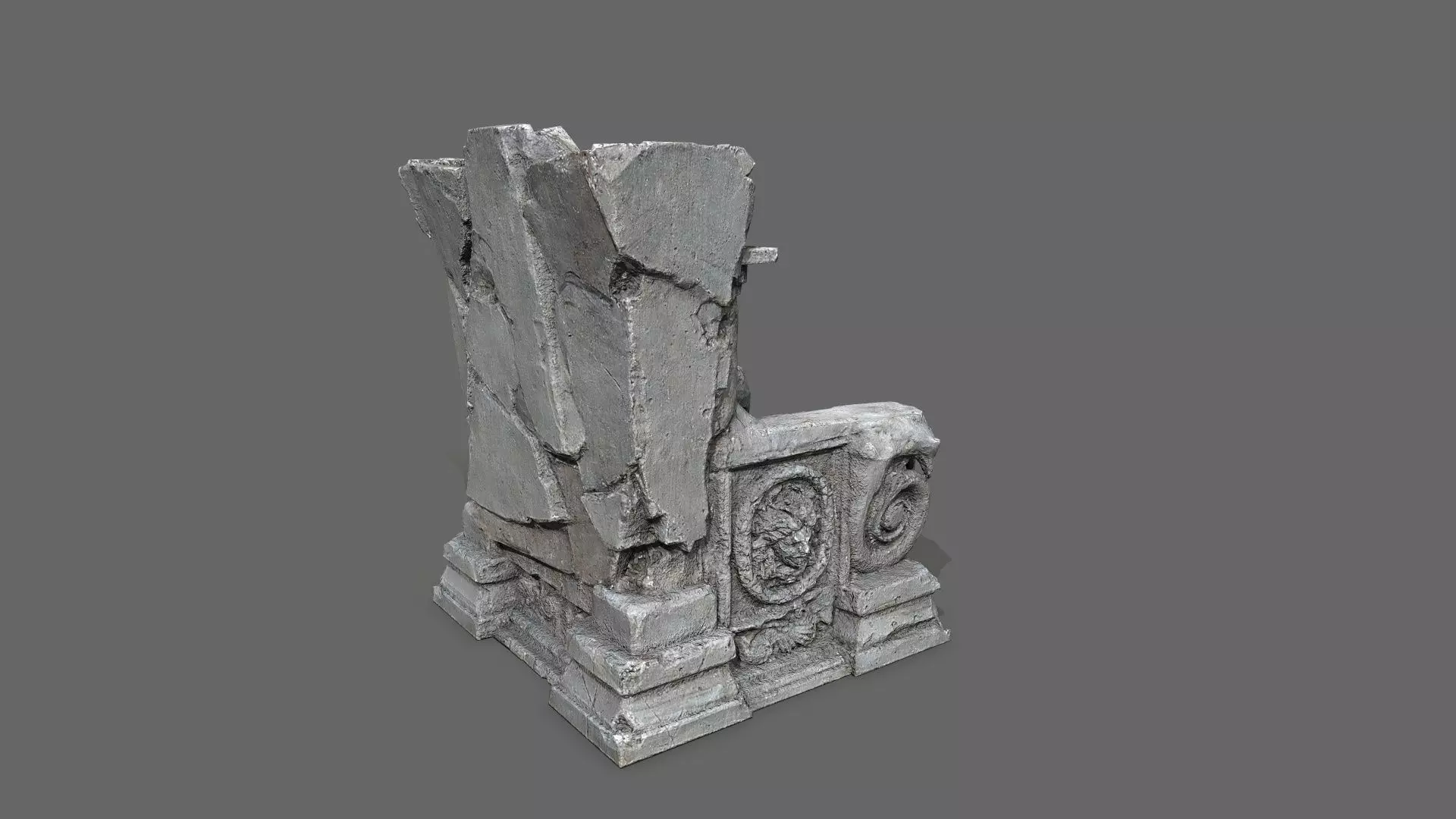 old throne Low-poly 3D model_6