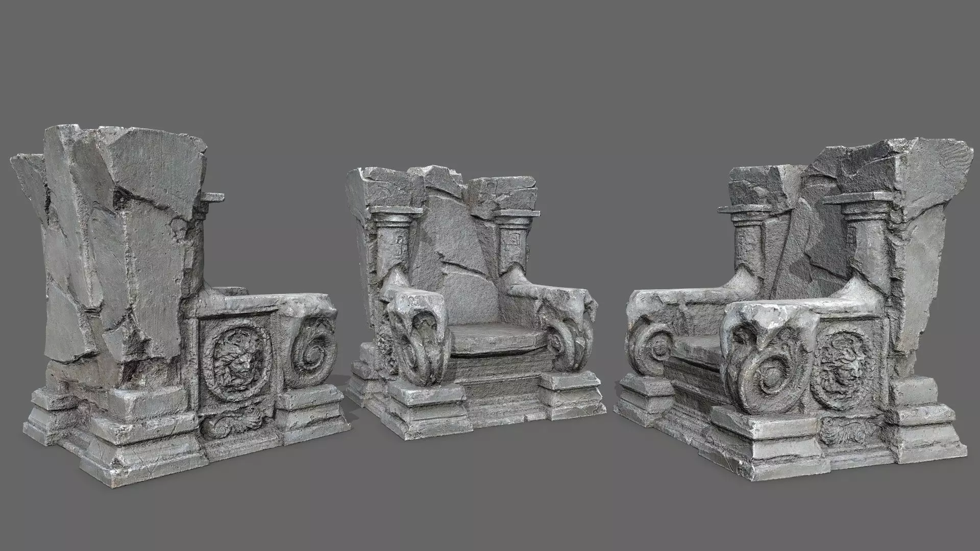 old throne Low-poly 3D model_0
