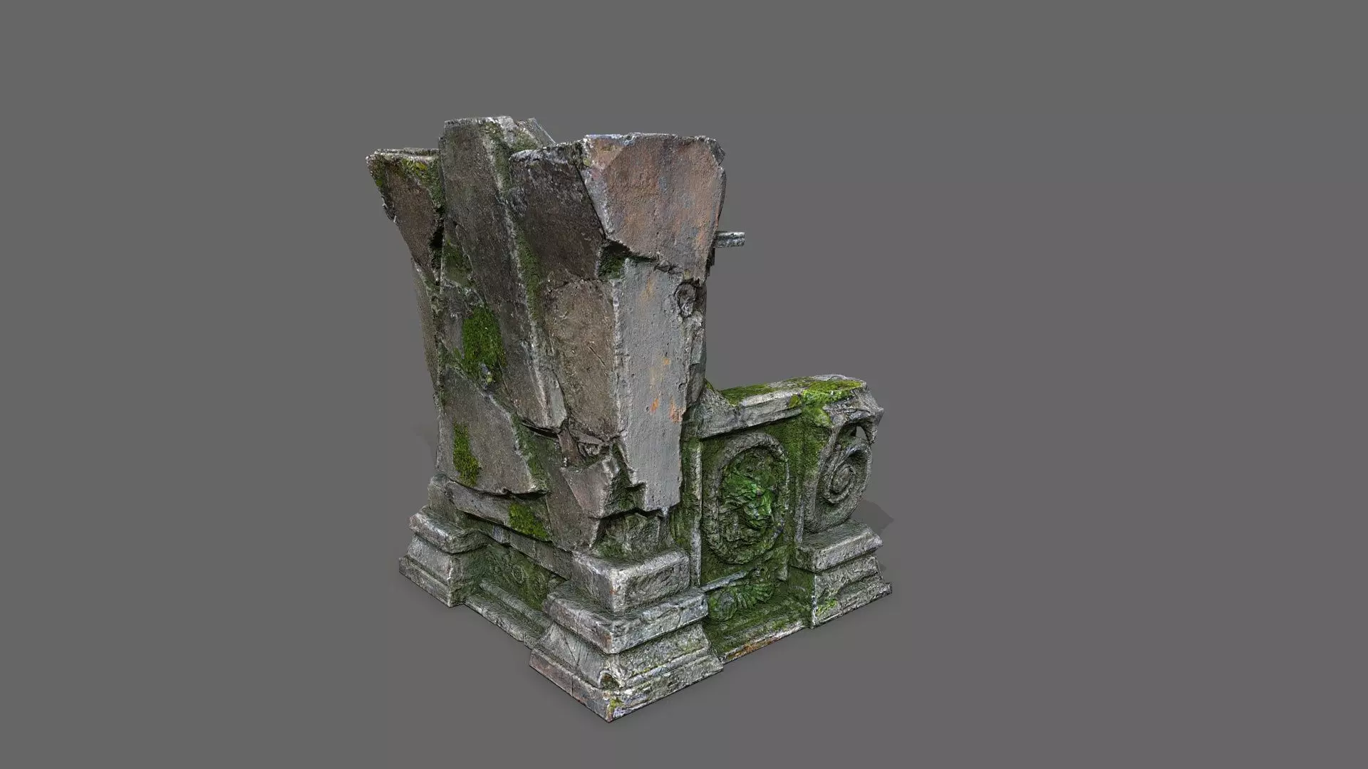 old throne Low-poly 3D model_6