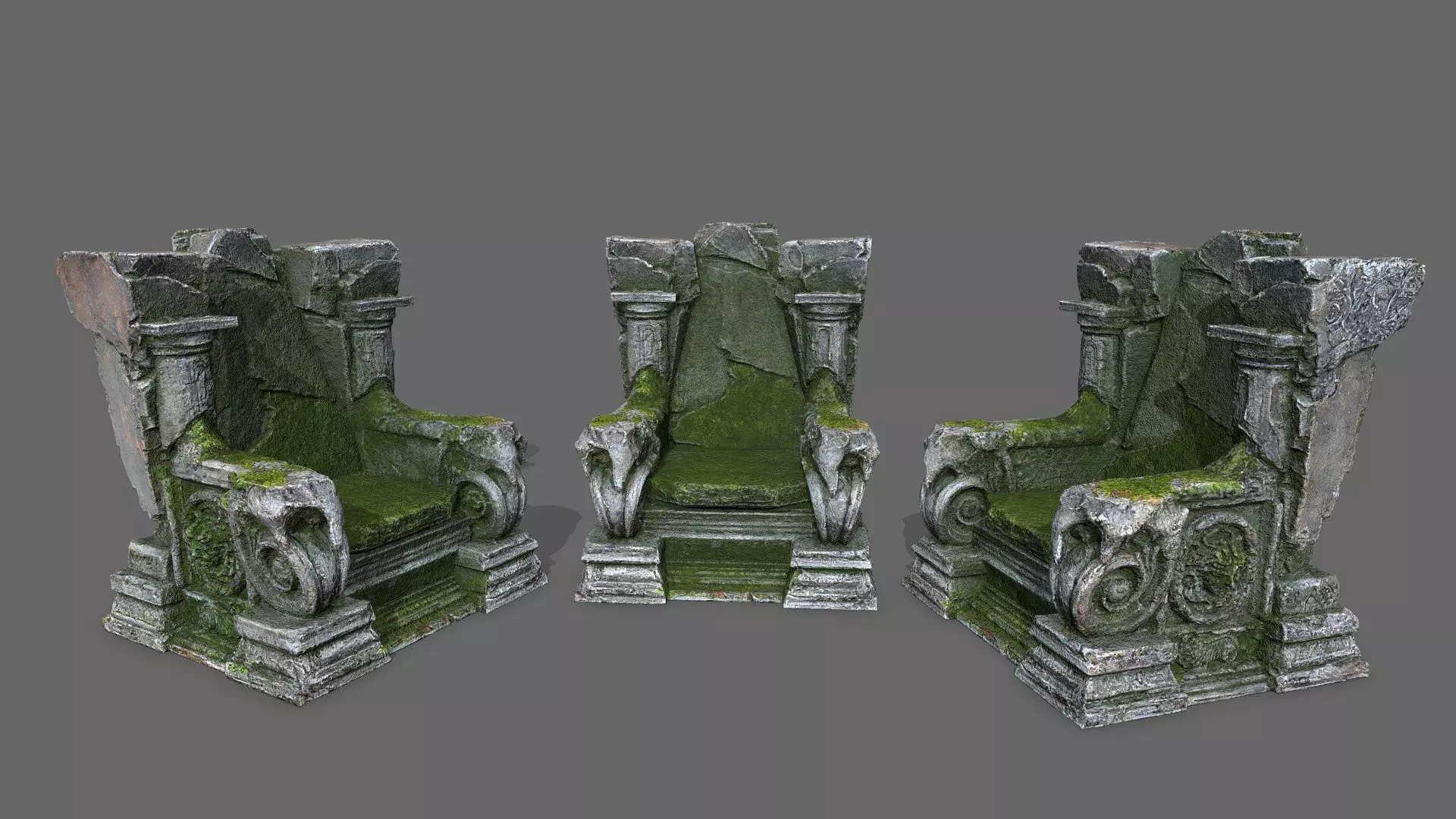 old throne Low-poly 3D model_1