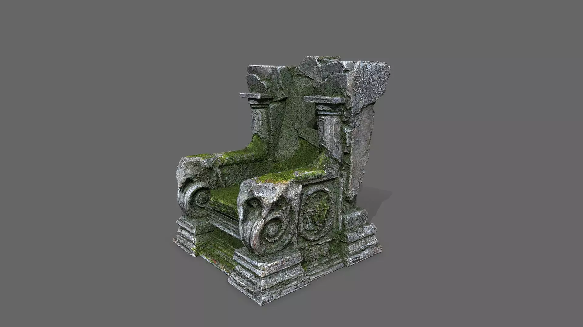 old throne Low-poly 3D model_2