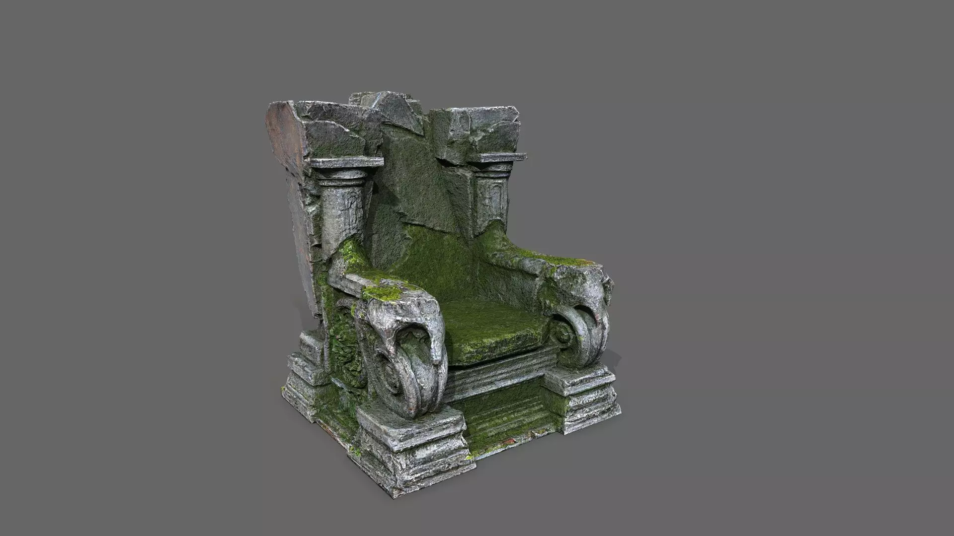old throne Low-poly 3D model_8