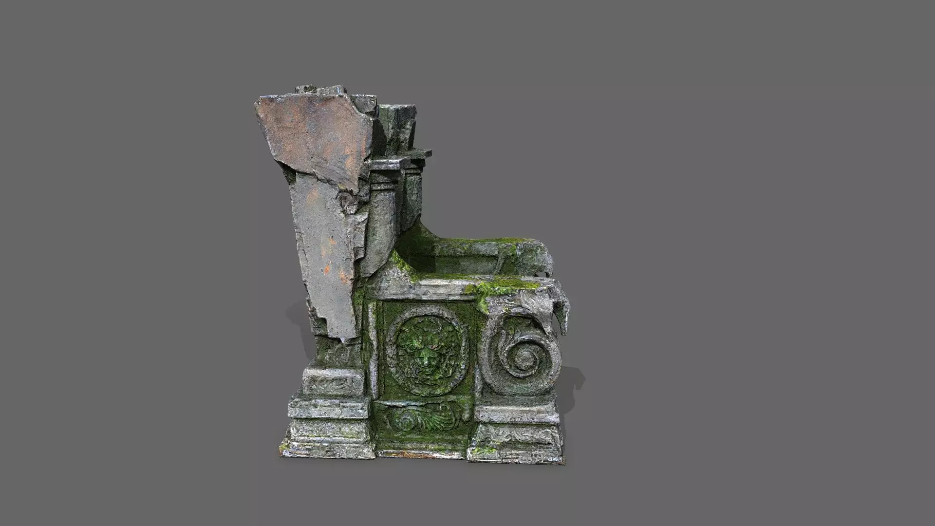 old throne Low-poly 3D model_7