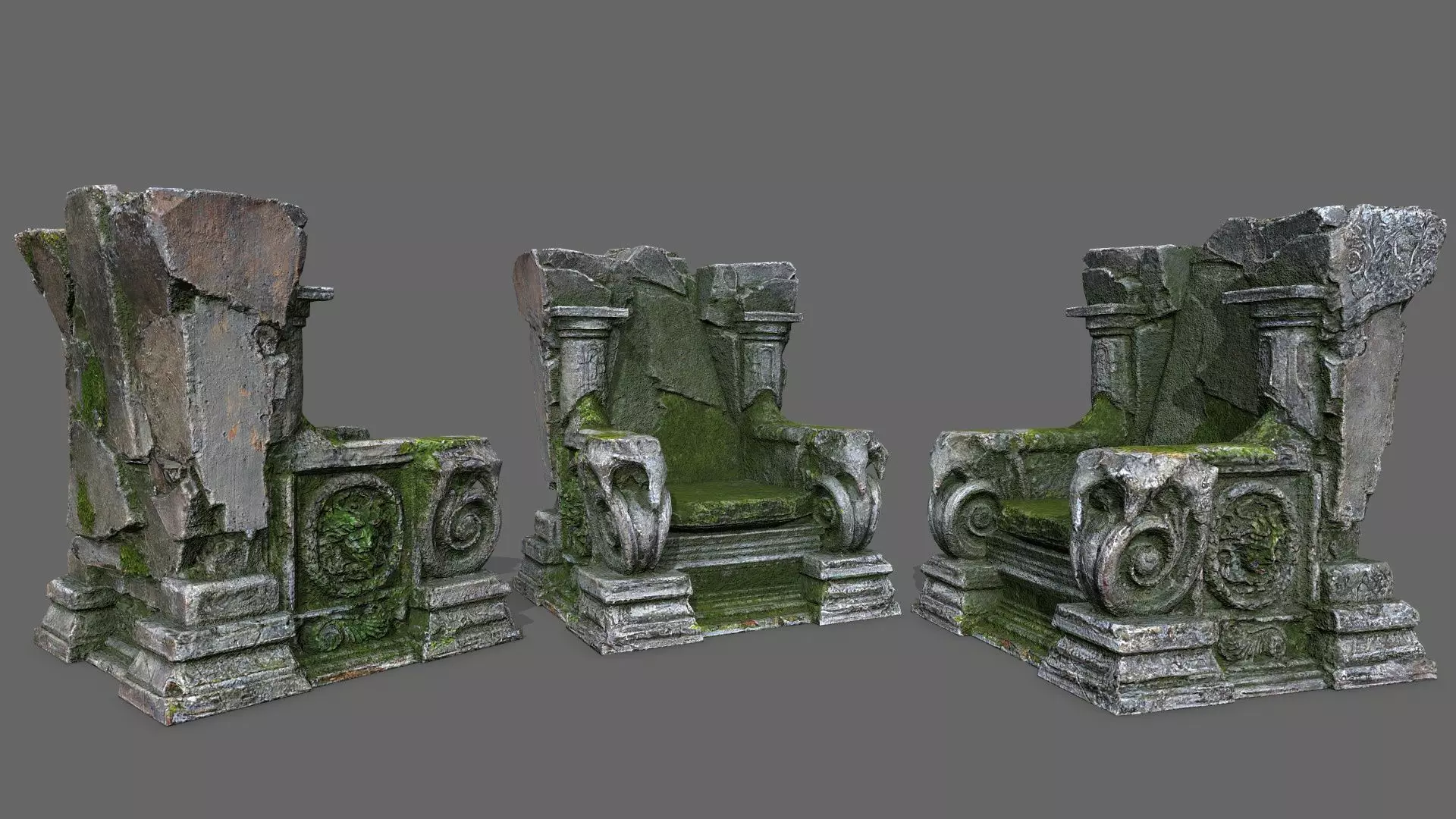 old throne Low-poly 3D model_0
