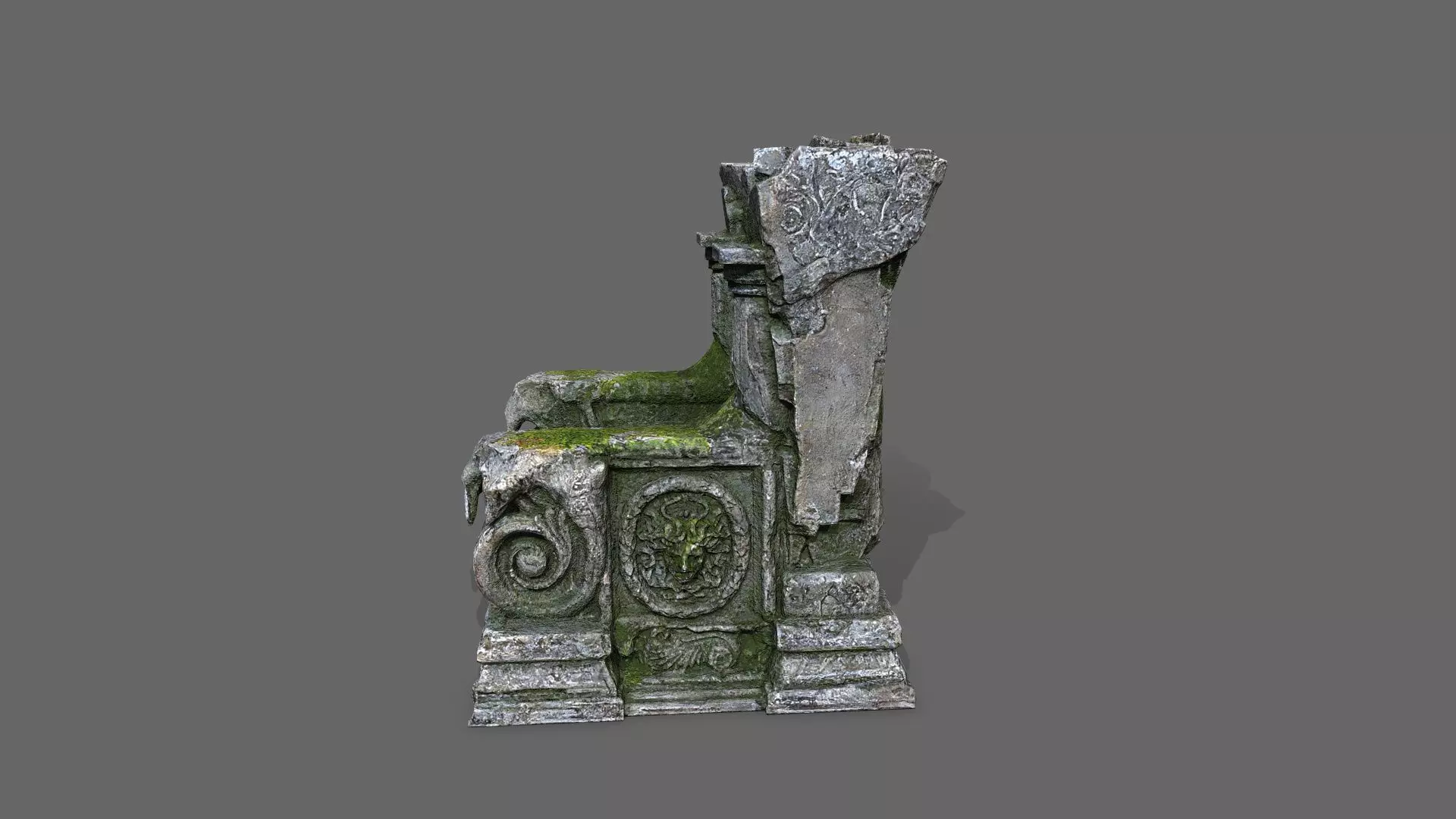old throne Low-poly 3D model_3