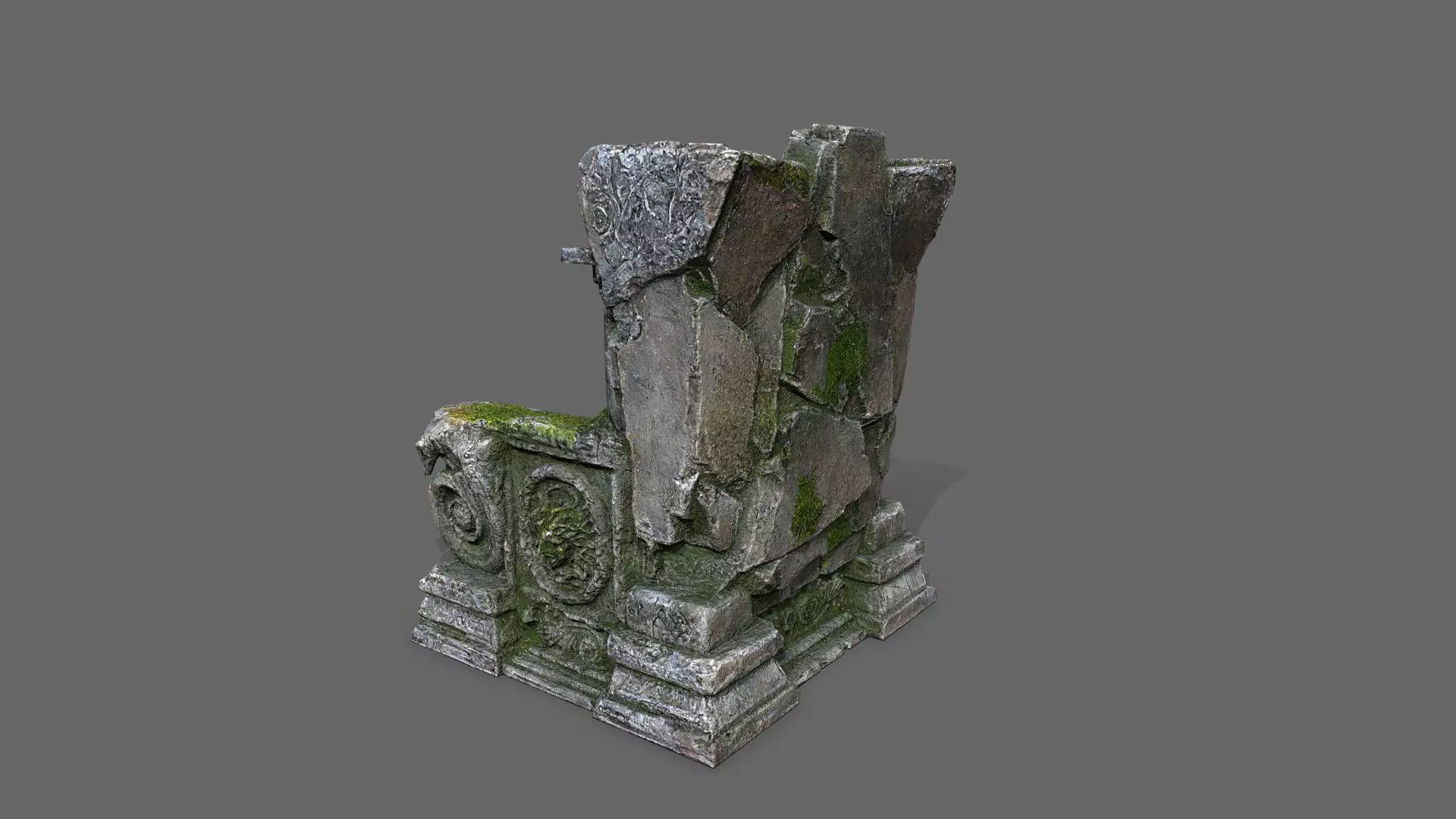 old throne Low-poly 3D model_4