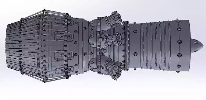 Jet Engine 3D Model  STEP STL SOLIDWORKS Format  Assembly Ready