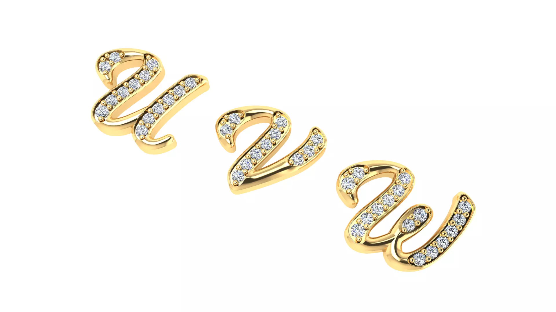 A font set of letters and numbers used in jewelry design 3D print model_7