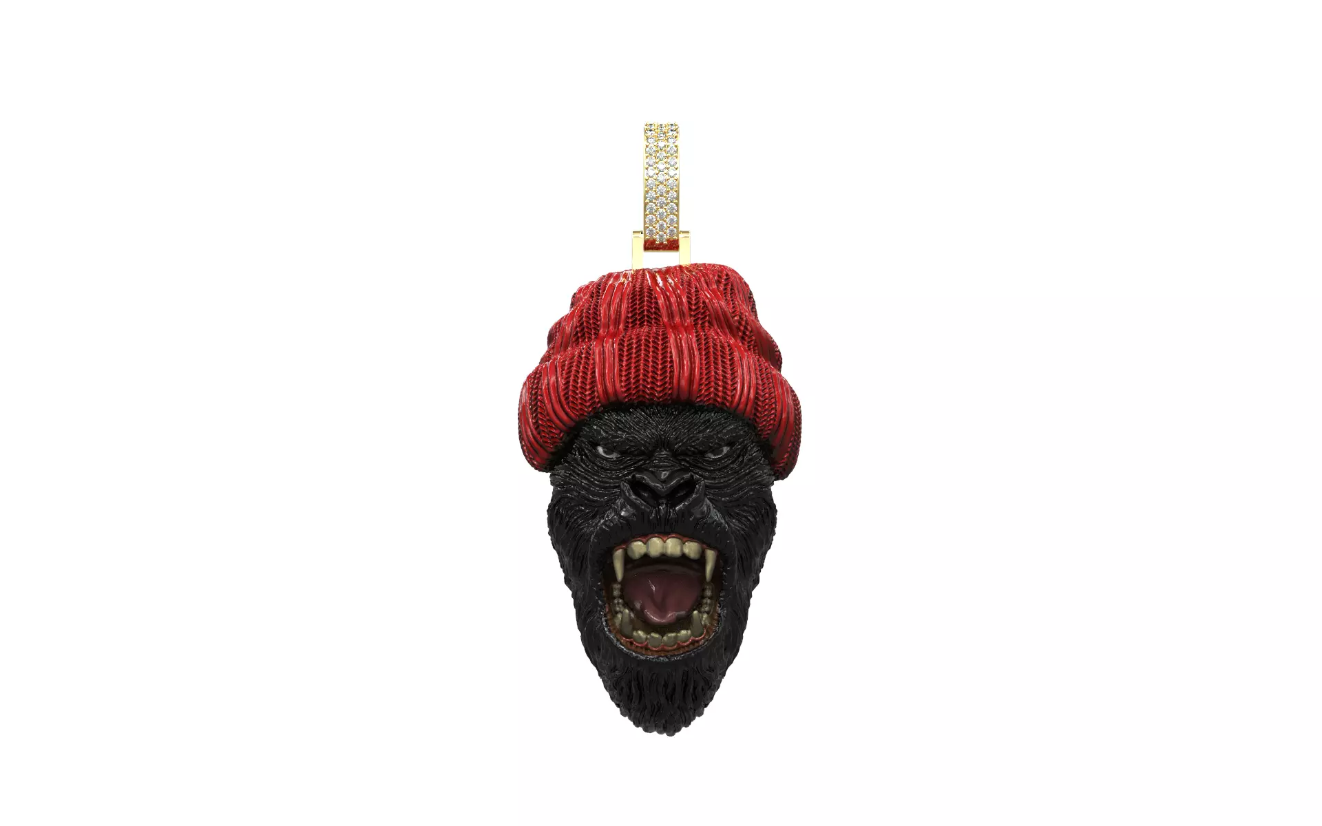 Gorilla Head Pendant 3D print model_2