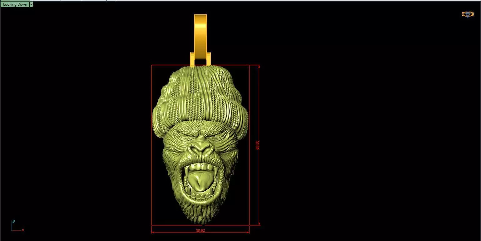Gorilla Head Pendant 3D print model_4
