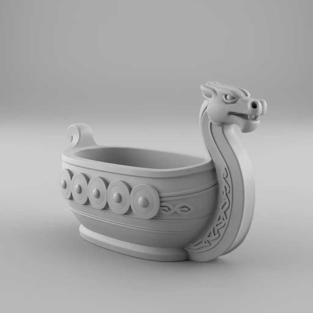 Modèle De Bateau Viking Avec Tête De Dragon – 33 X 28 Cm – Polyrésine, Détail Réaliste – Collectionneur