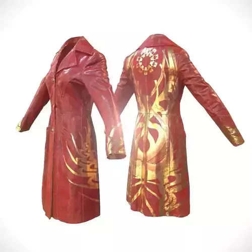 Long Leather Coat Closed Red