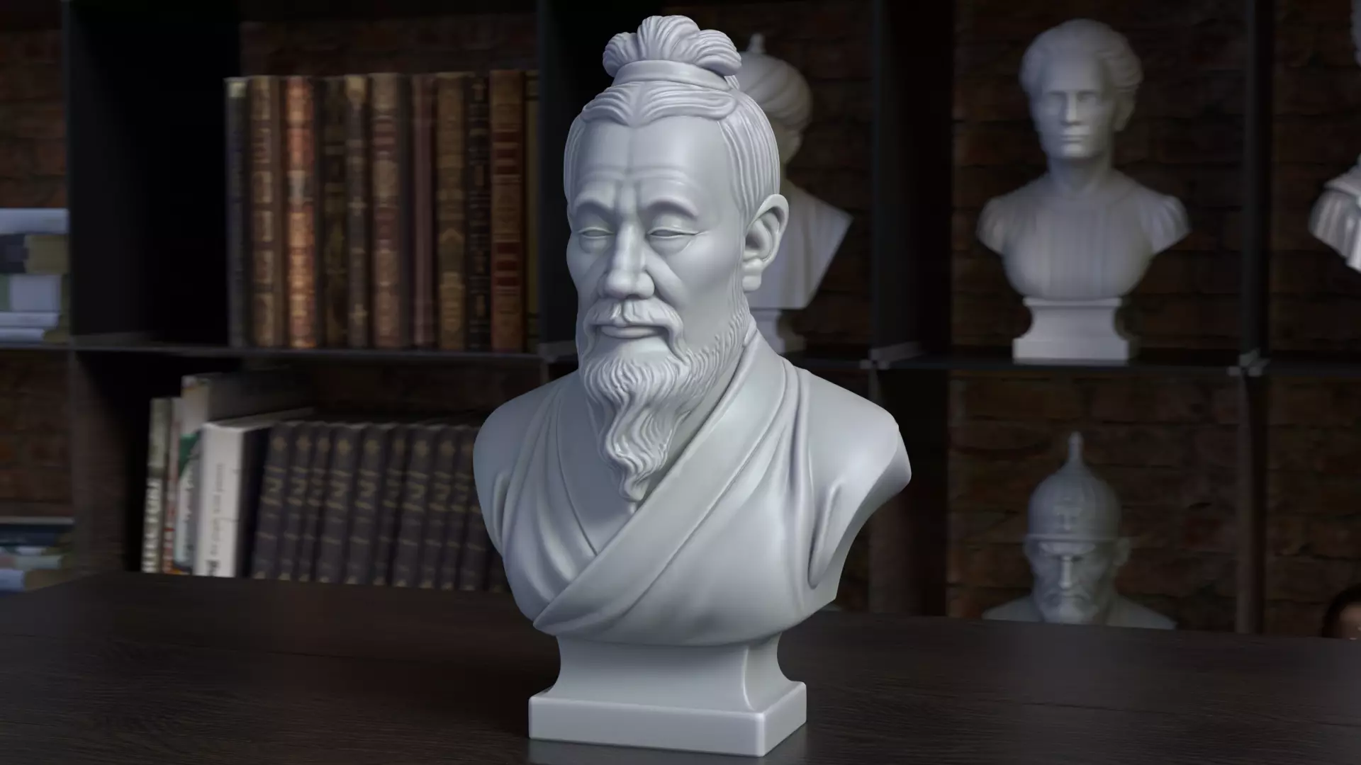 Confucius Bust Sculpture 3D Printable STL File 3D print model