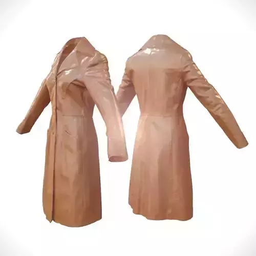 Long Leather Coat Closed Brown