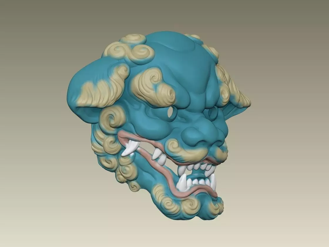 Japanese Mask Foo Dog 3D print model_2