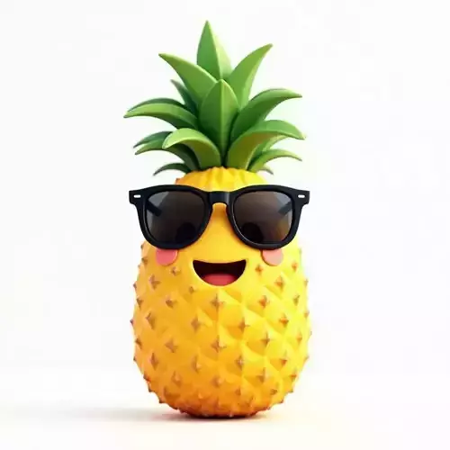 Cool Pineapple Character with Sunglasses 3D Model Low-poly 3D model