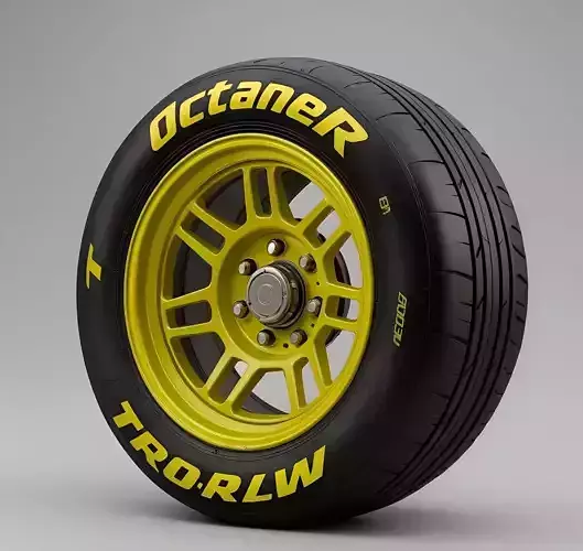 High Performance Racing Tire and Wheel Low-poly 3D model 2