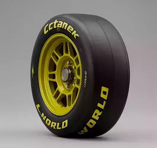 High Performance Racing Tire and Wheel Low-poly 3D model 3