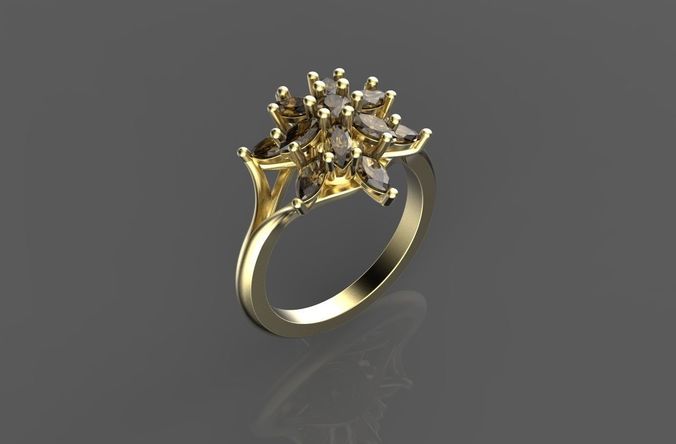 Classic Flower Cluster Ring 3D print model