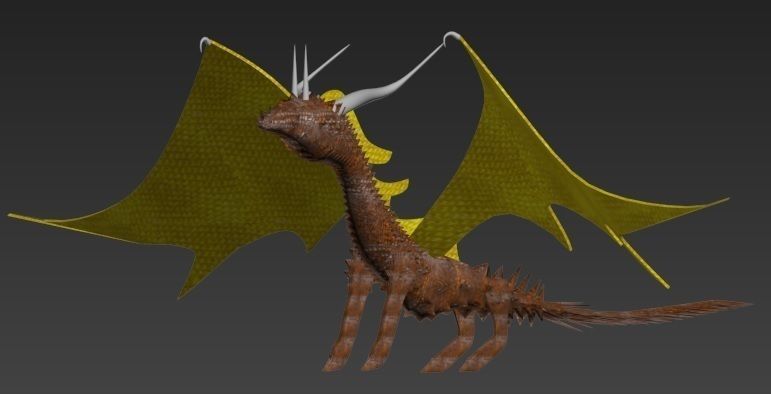 Dragon with wings  3D model_2