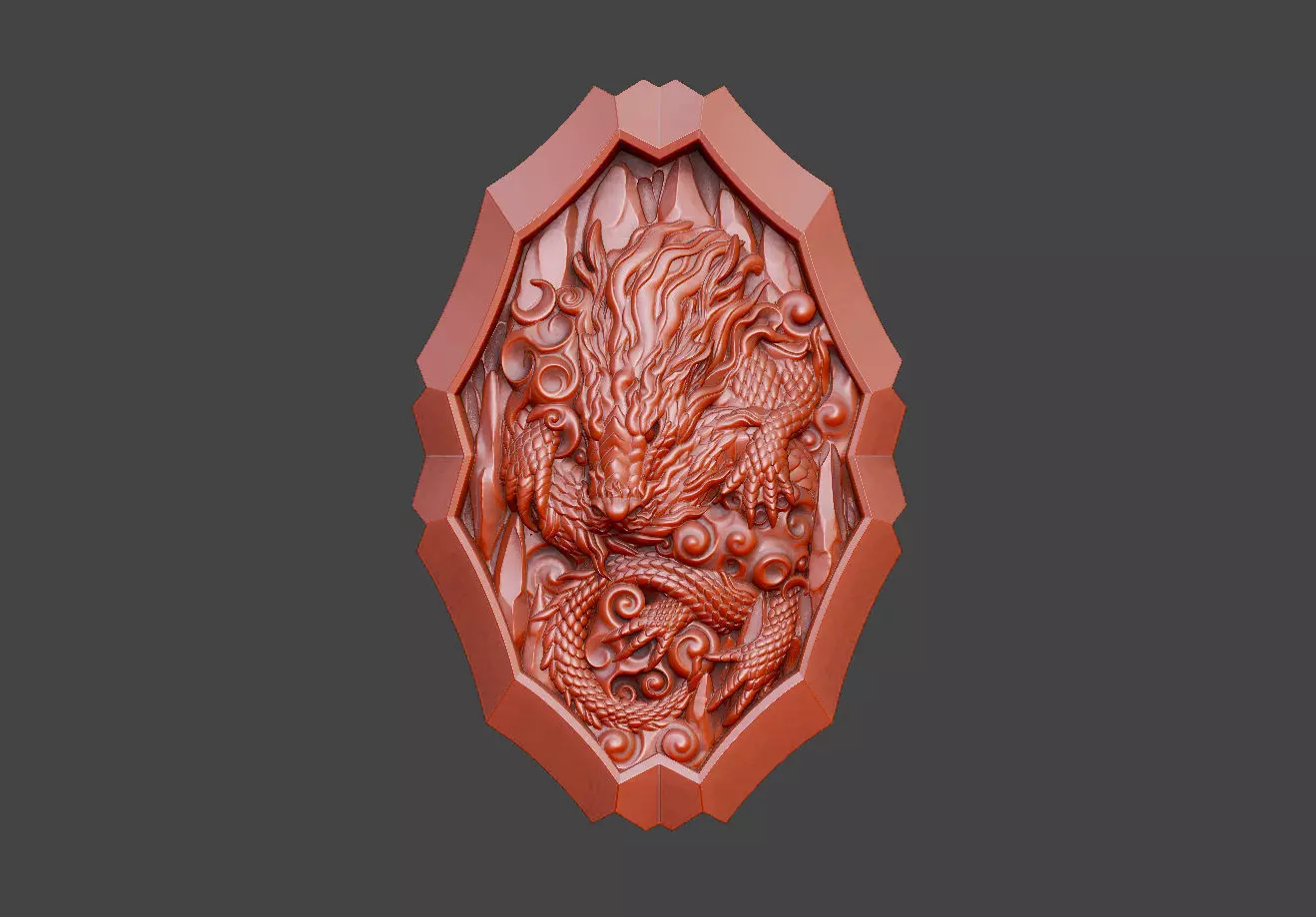 The dragon pendant design scales fire magma claws 3D print model