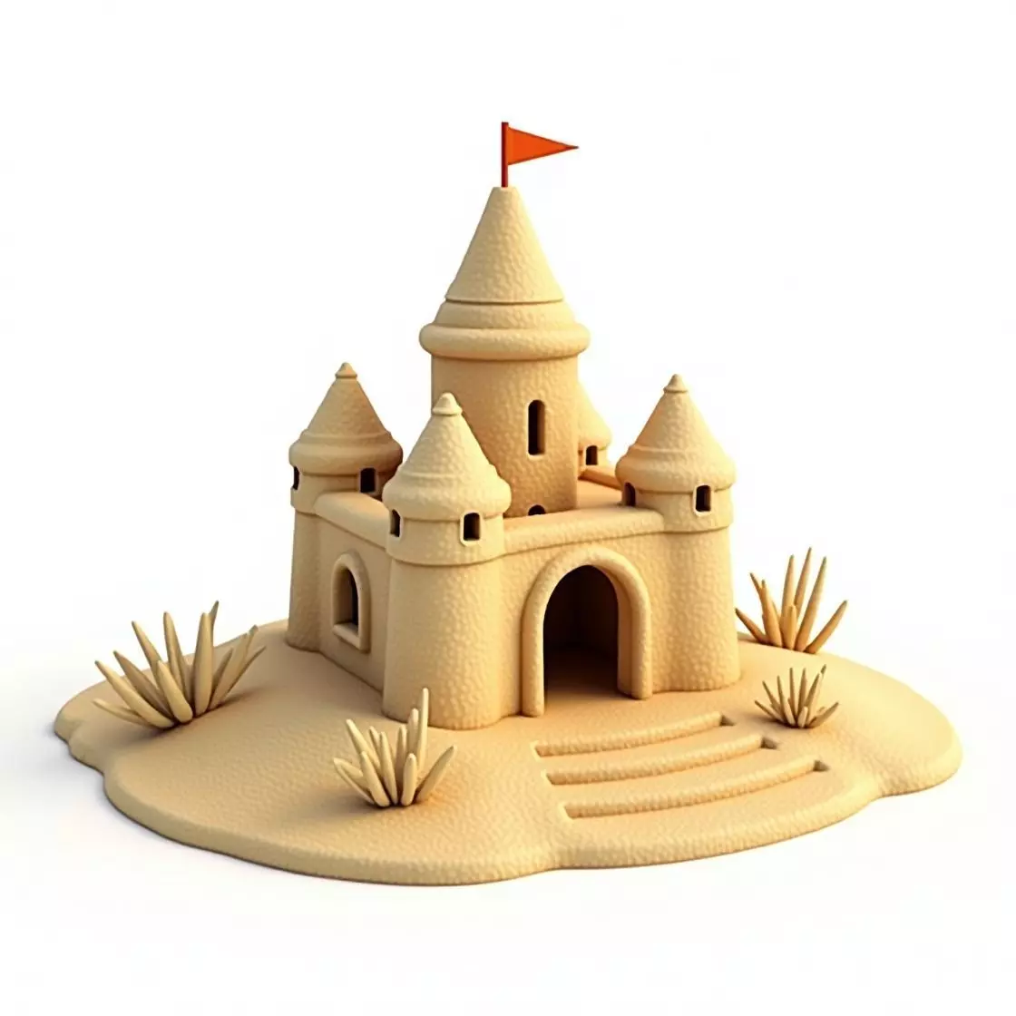 Simple Sand Castle Tower 3D Model Low-poly 3D model_0