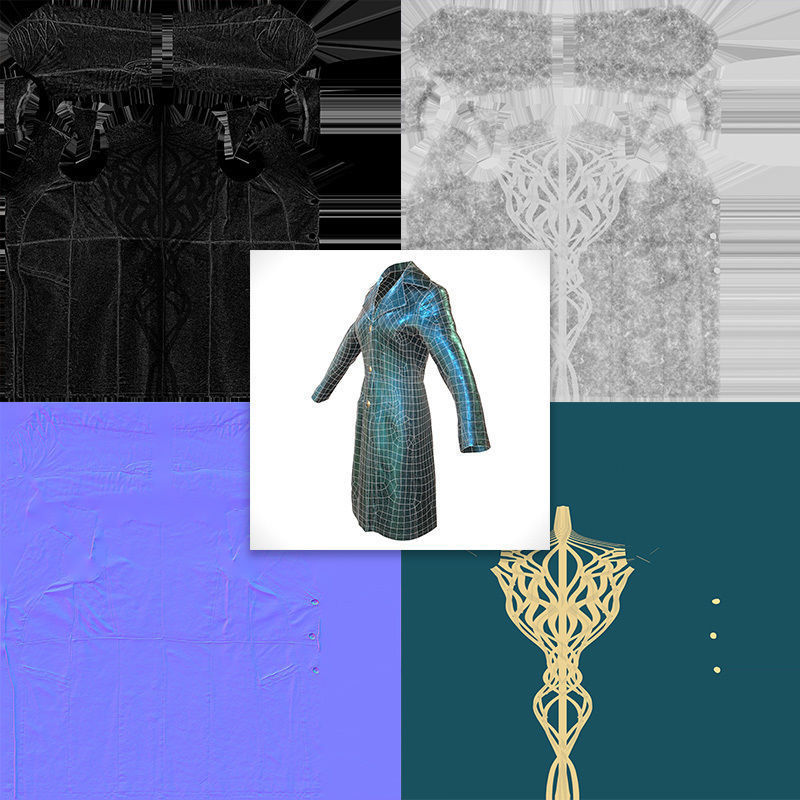 3 Leather Coats Collection Low-poly 3D model_21