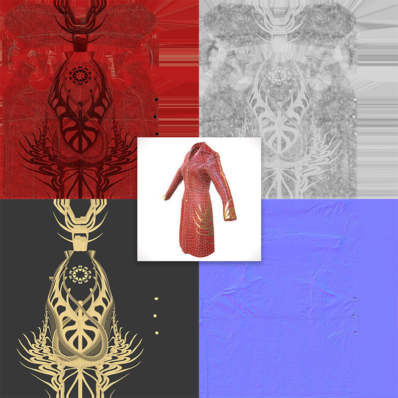 3 Leather Coats Collection Low-poly 3D model_19