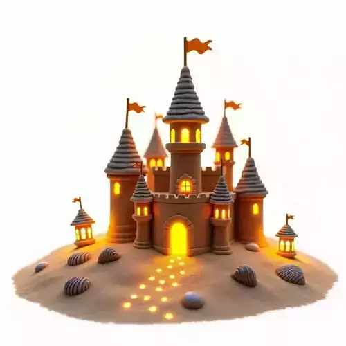Magical Illuminated Sand Castle 3D Model Low-poly 3D model