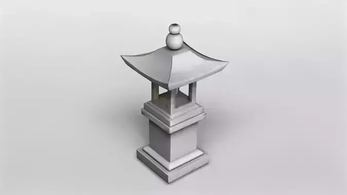 Traditional Japanese Stone Lantern 3D Model