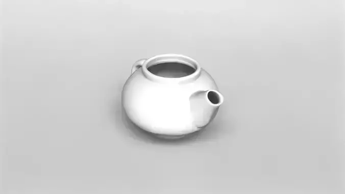 Minimalist White Ceramic Teapot 3D Model