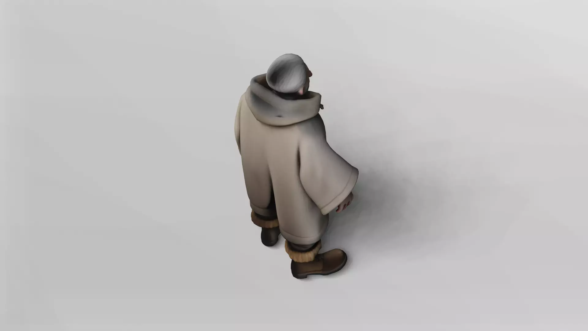 Stylized Elderly Man in Cozy Winter Coat 3D Model 3D model_4