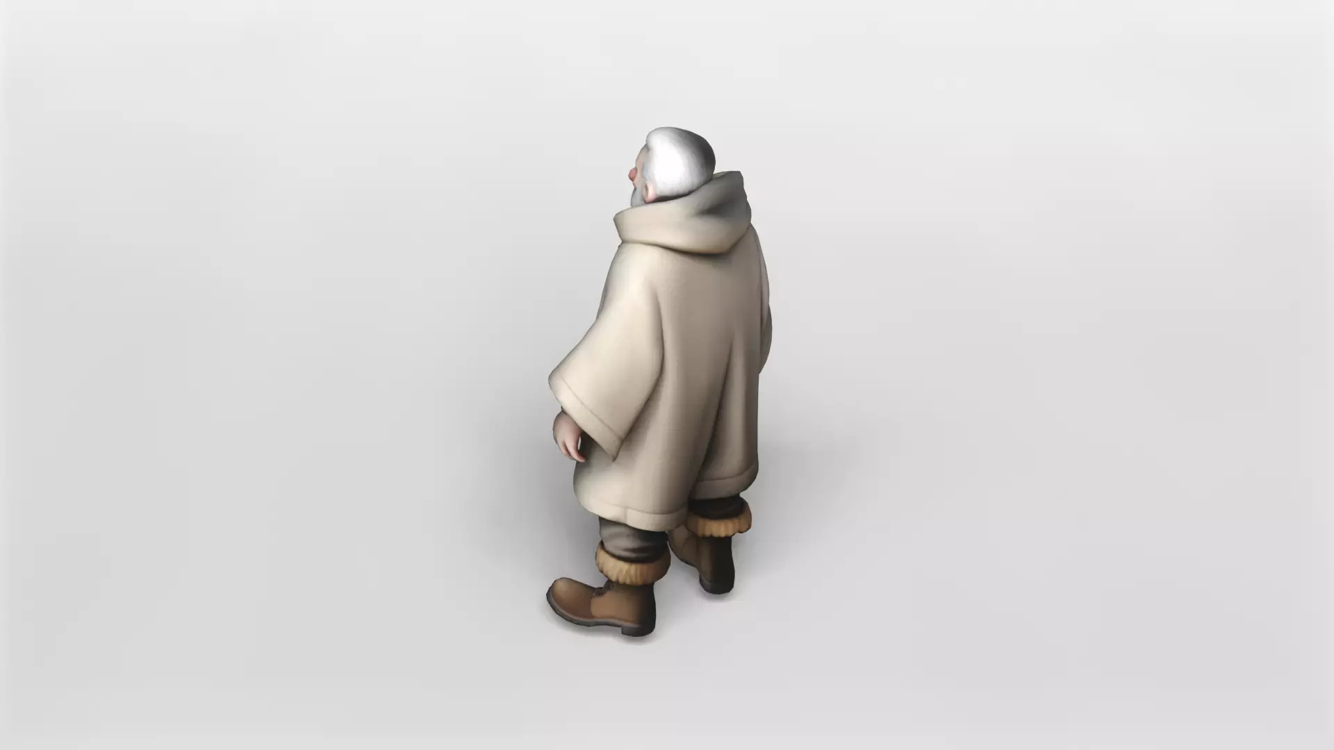 Stylized Elderly Man in Cozy Winter Coat 3D Model 3D model_3