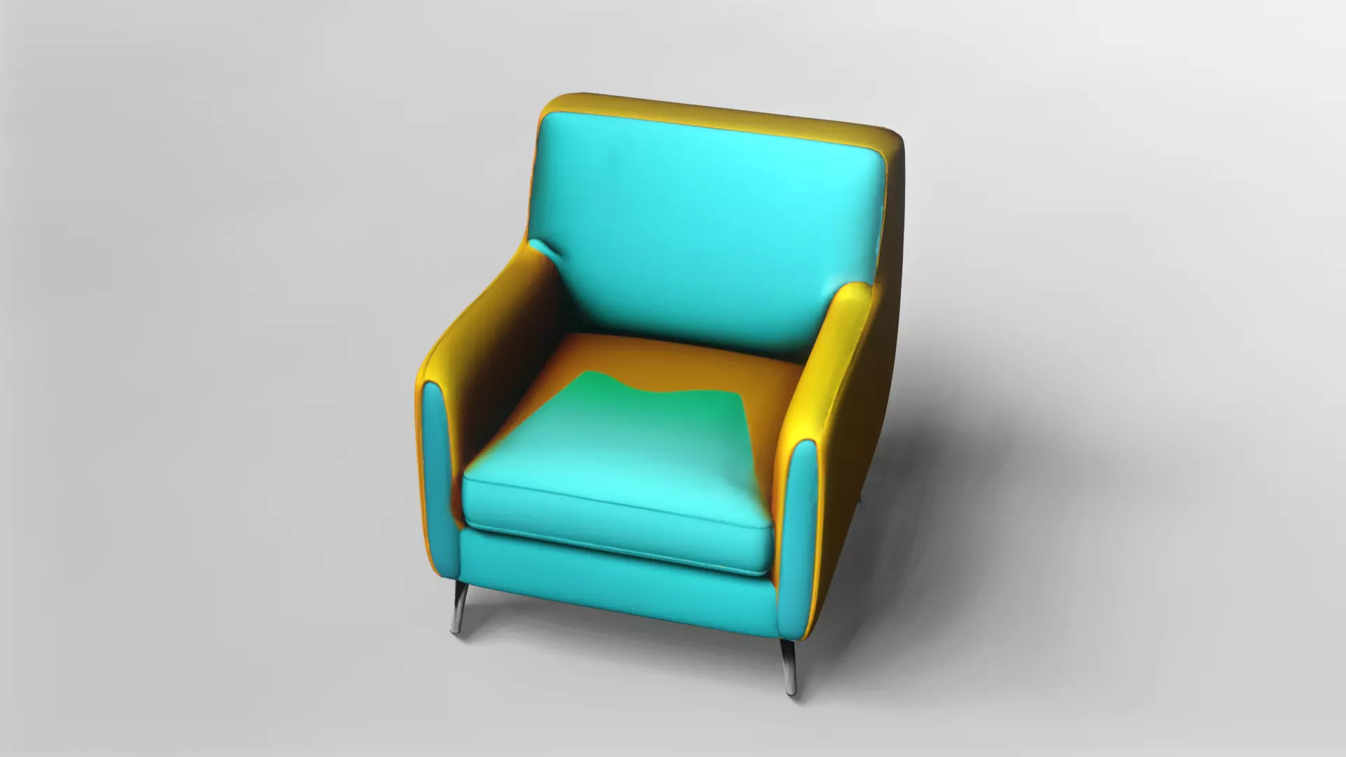 Modern Two-Tone Armchair with Metal Legs 3D model_1