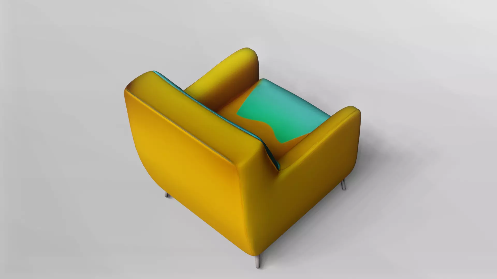 Modern Two-Tone Armchair with Metal Legs 3D model_4