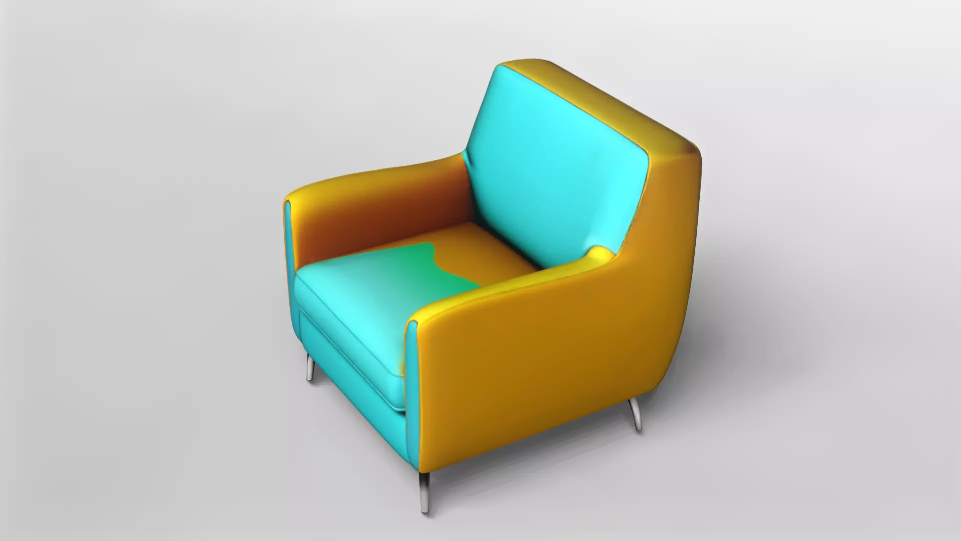 Modern Two-Tone Armchair with Metal Legs 3D model_2
