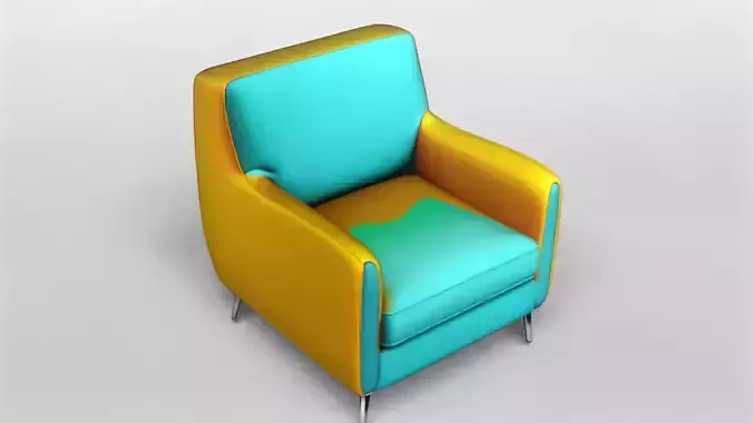 Modern Two-Tone Armchair with Metal Legs