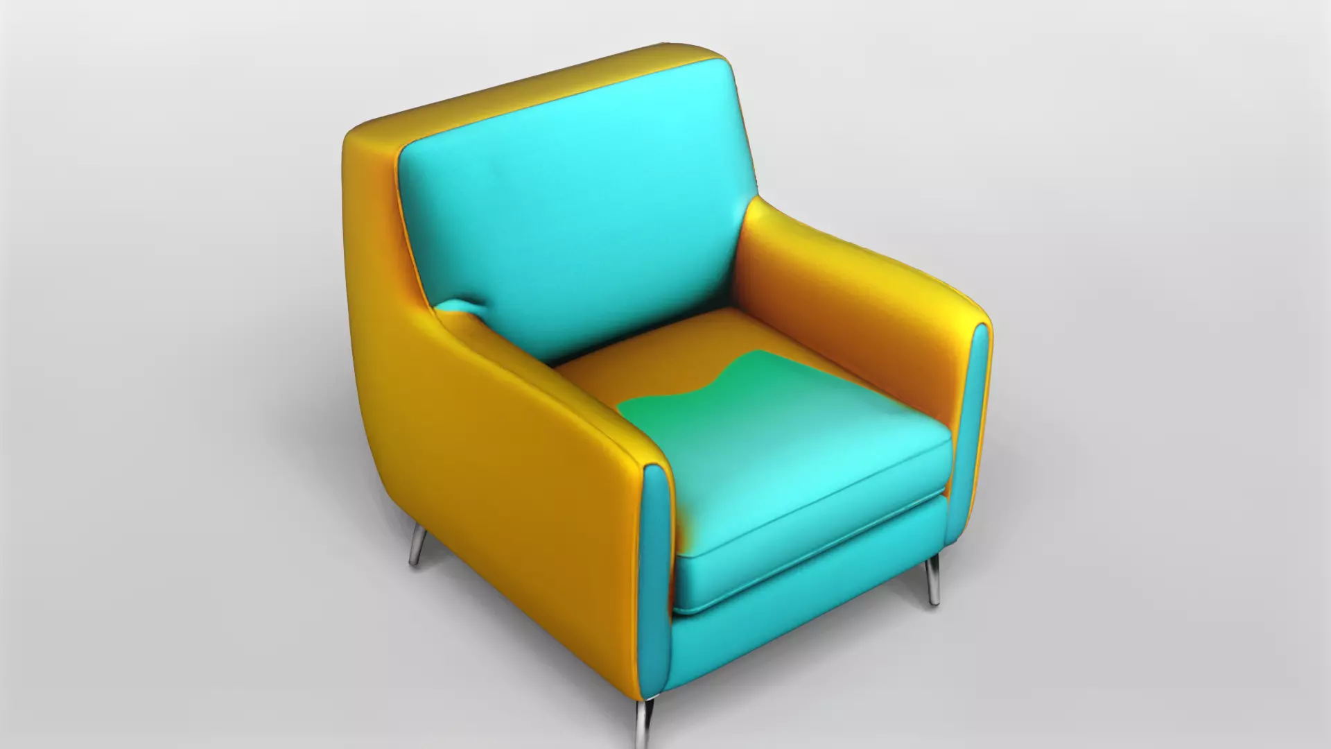 Modern Two-Tone Armchair with Metal Legs 3D model_0